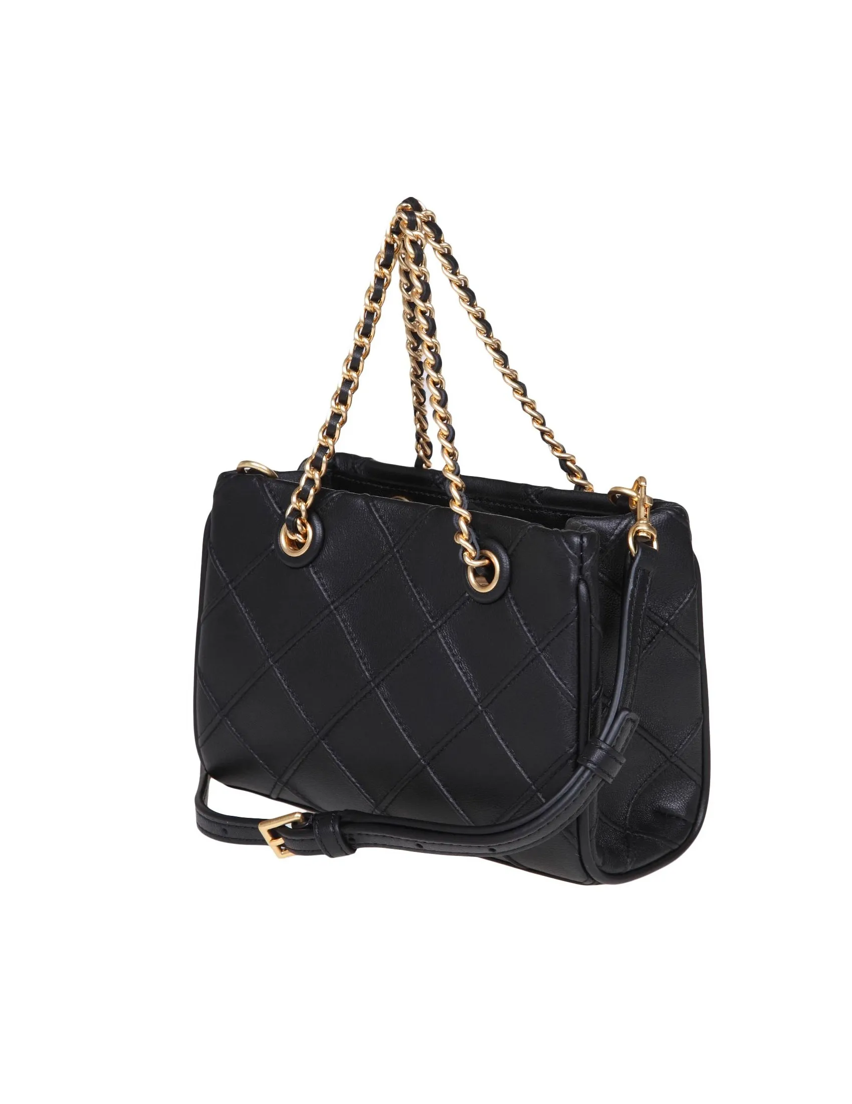 TORY BURCH MINI FLEMING SOFT BAG IN BLACK LEATHER