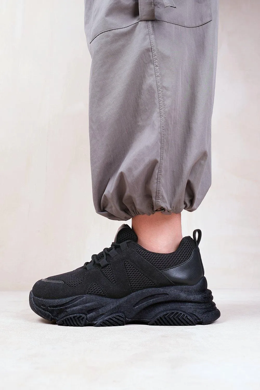 Trainers | 'Liberate' Chunky Sole Mesh Trainers With Suede Detail | Where's That From