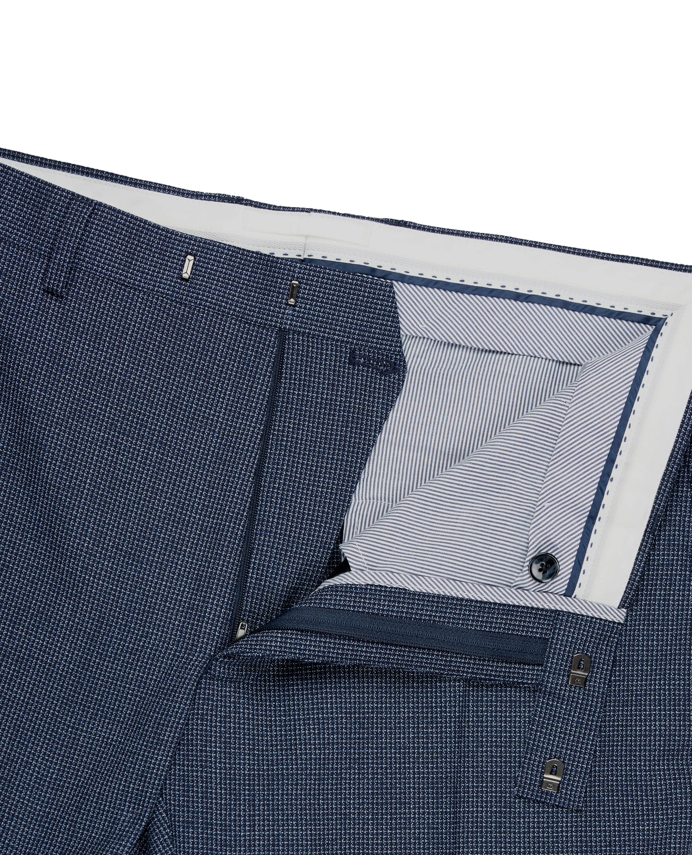 Turner Designed in Biella Slim Fit Navy Semi Plain Trousers