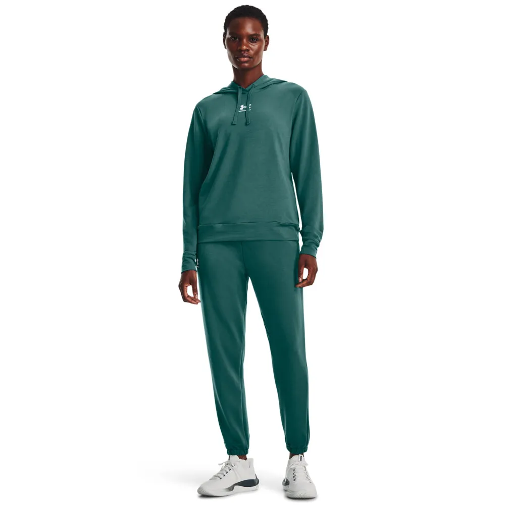 Under Armour Rival Fleece Terry Hoodie - Womens - Coastal Teal/White