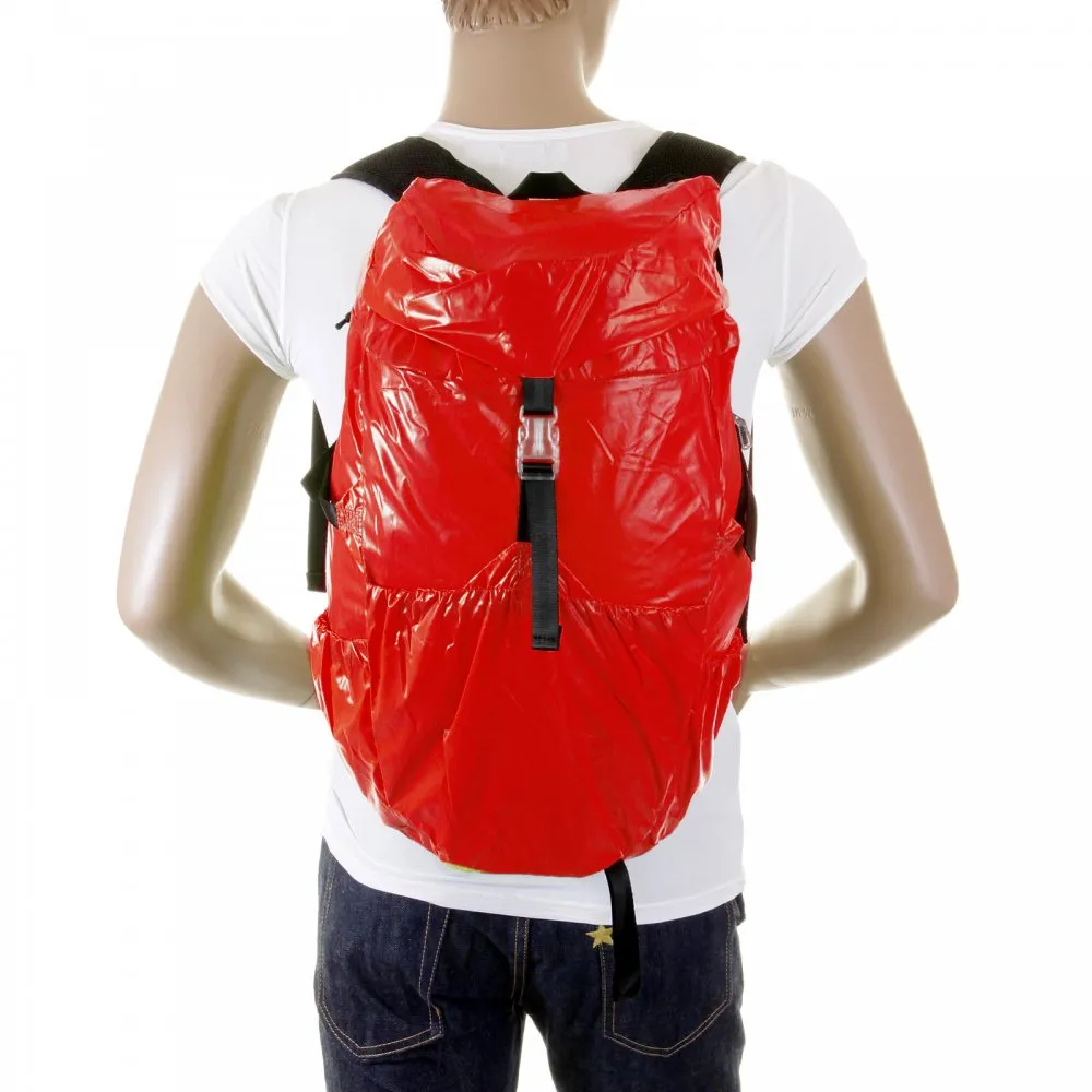 Unisex Red Lightweight Nylon Backpack with Logo on Top Flap