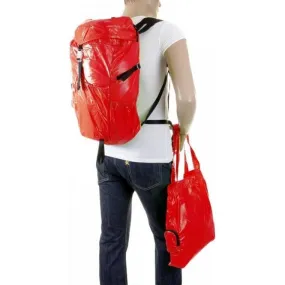 Unisex Red Lightweight Nylon Backpack with Logo on Top Flap