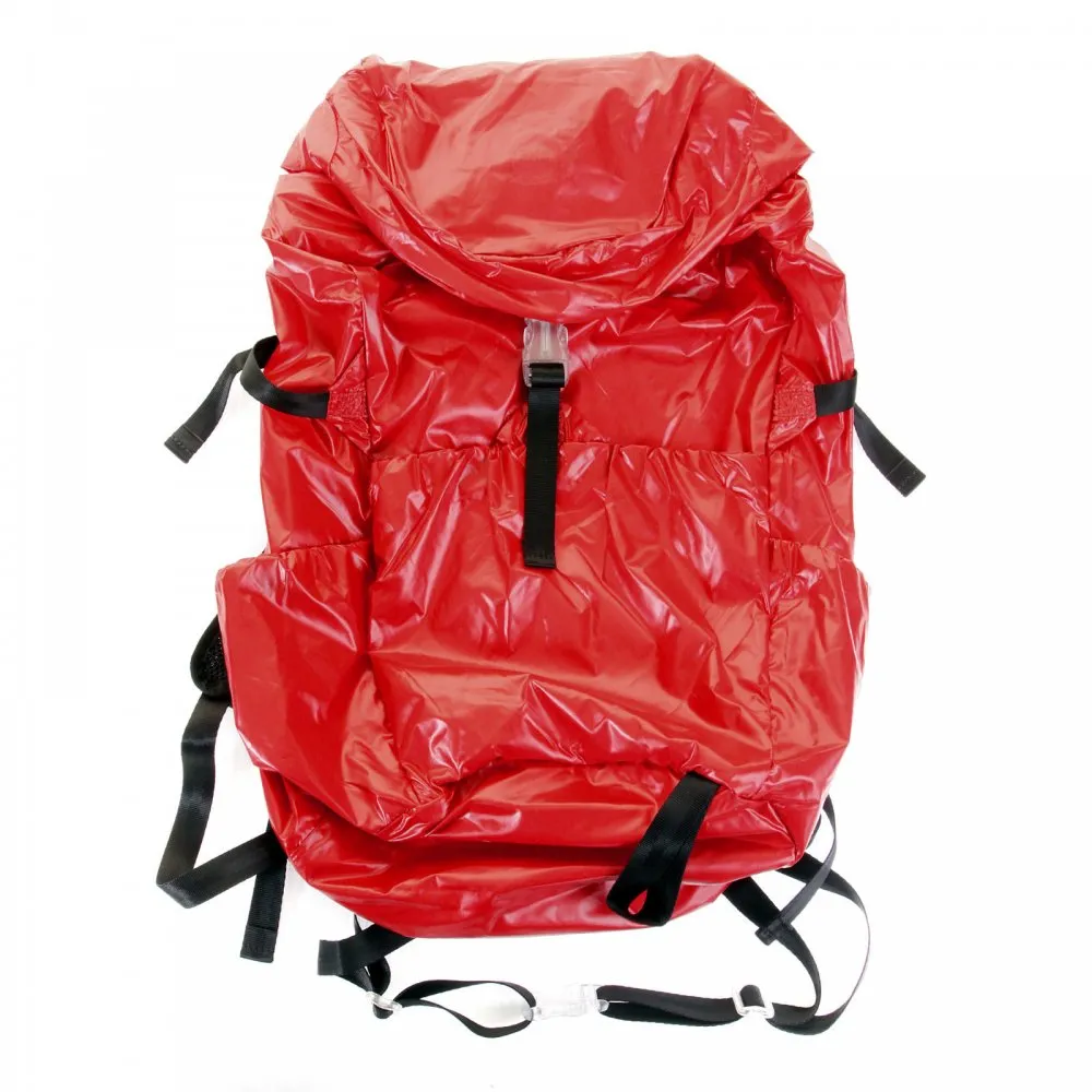 Unisex Red Lightweight Nylon Backpack with Logo on Top Flap