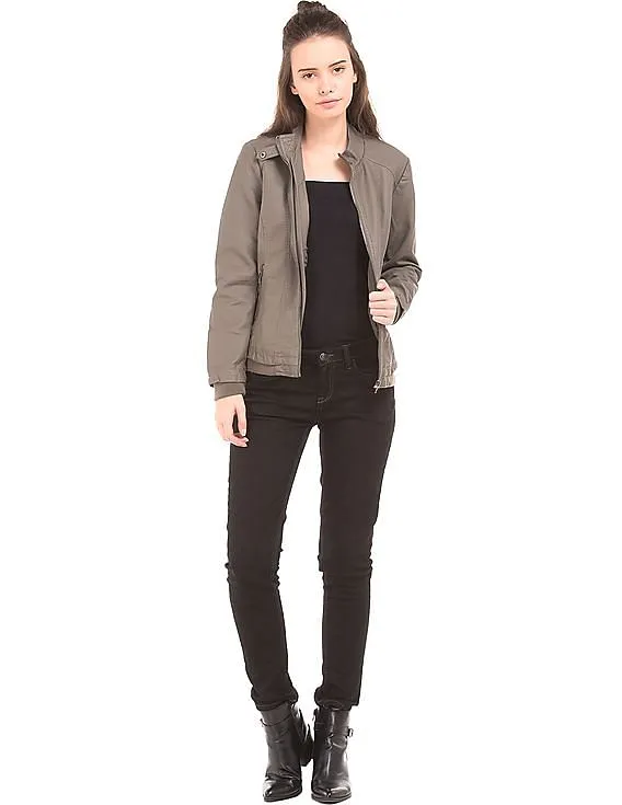 U.S. Polo Assn. Women Panelled Regular Fit Biker Jacket