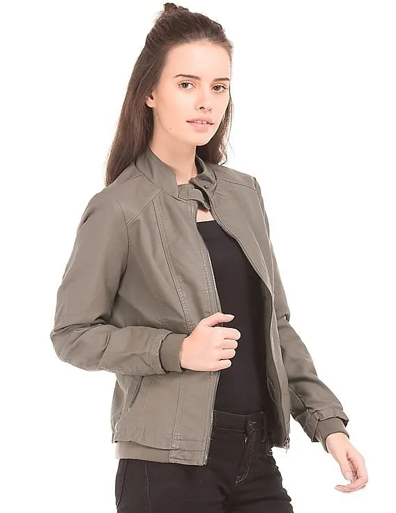 U.S. Polo Assn. Women Panelled Regular Fit Biker Jacket