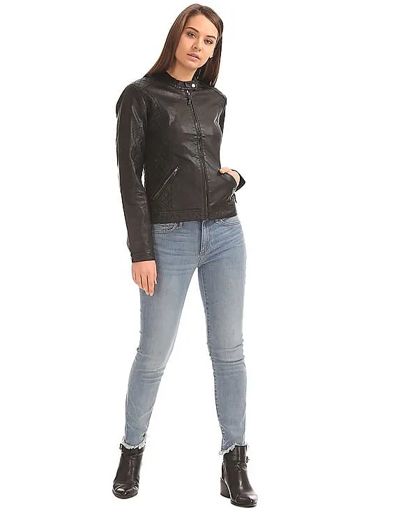 U.S. Polo Assn. Women Quilted Panel Biker Jacket