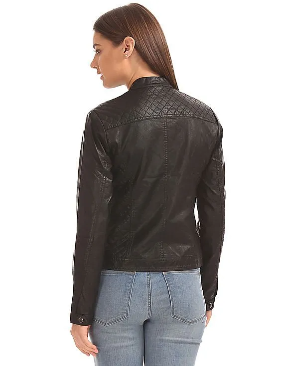 U.S. Polo Assn. Women Quilted Panel Biker Jacket