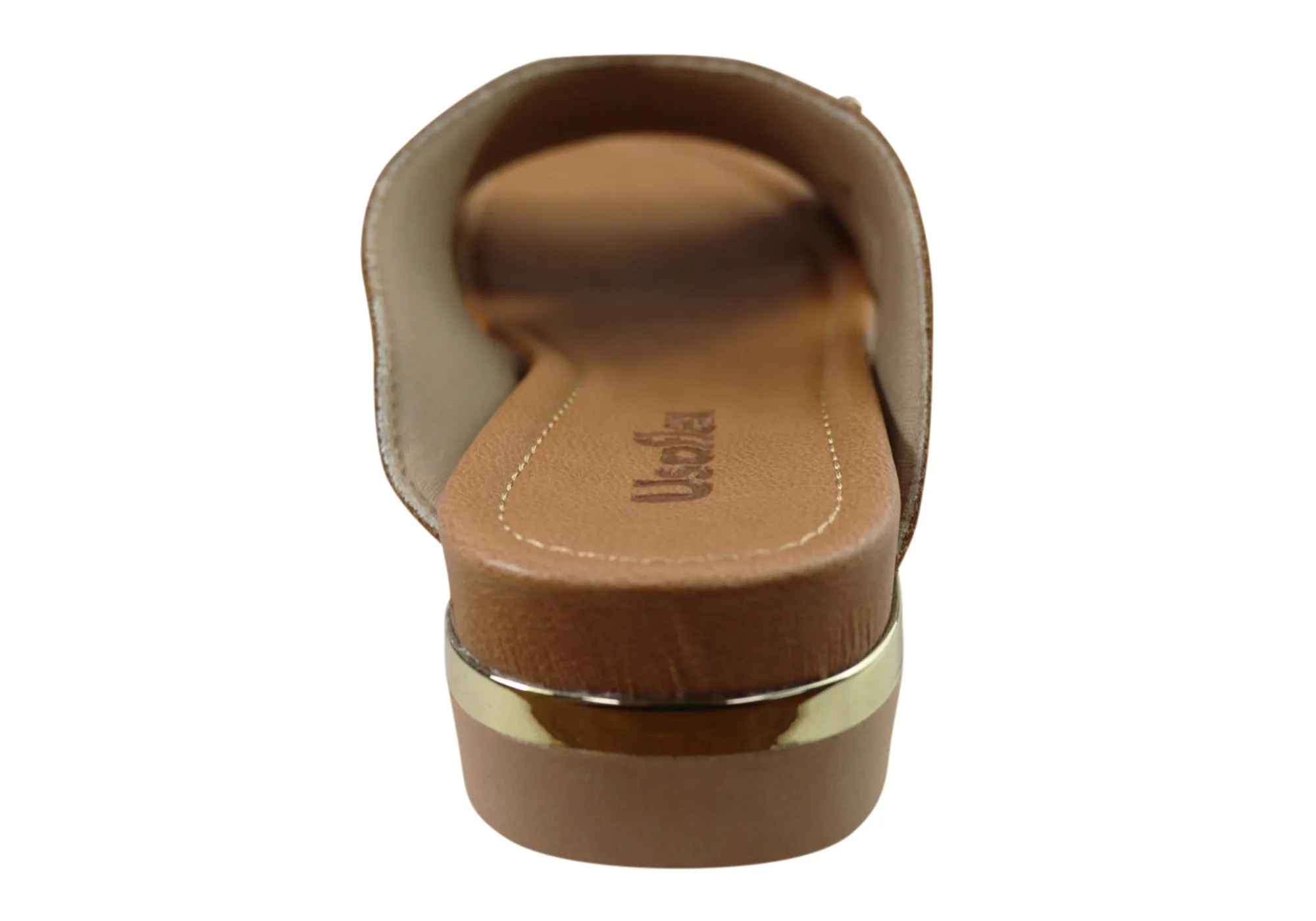 Usaflex Evoke Womens Comfort Leather Slides Sandals Made In Brazil