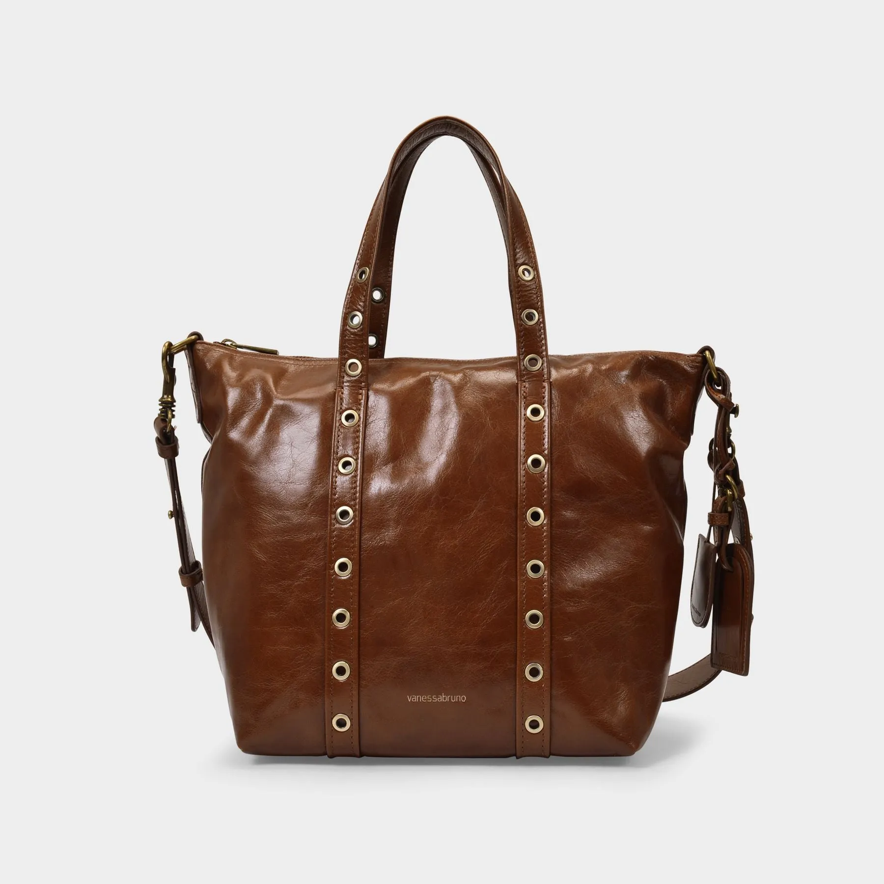 Vanessa Bruno  Zippy Pm Bag in Brown Cracked Leather