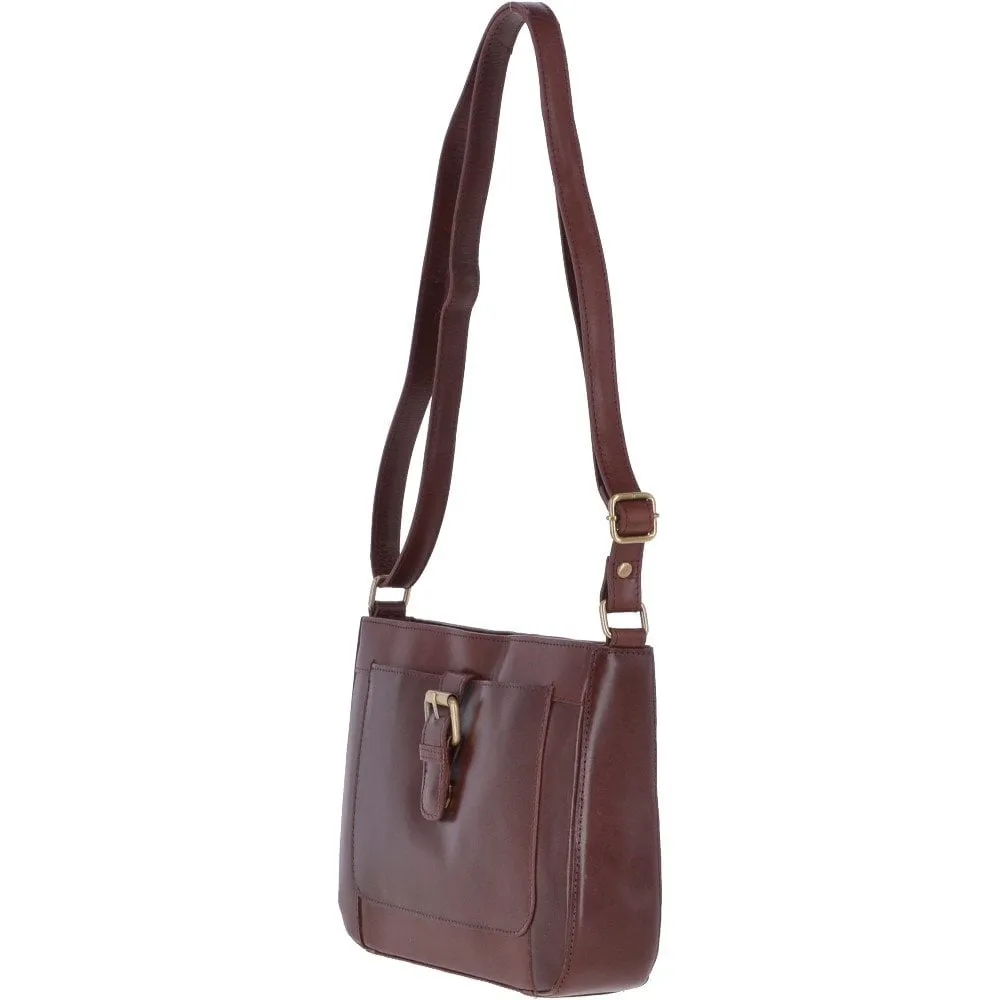 Vegetable Tanned Small Leather Shoulder Bag Chestnut : V-27