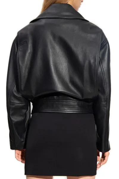 VERSACE Luxurious Zip-Up Leather Biker Jacket for Women