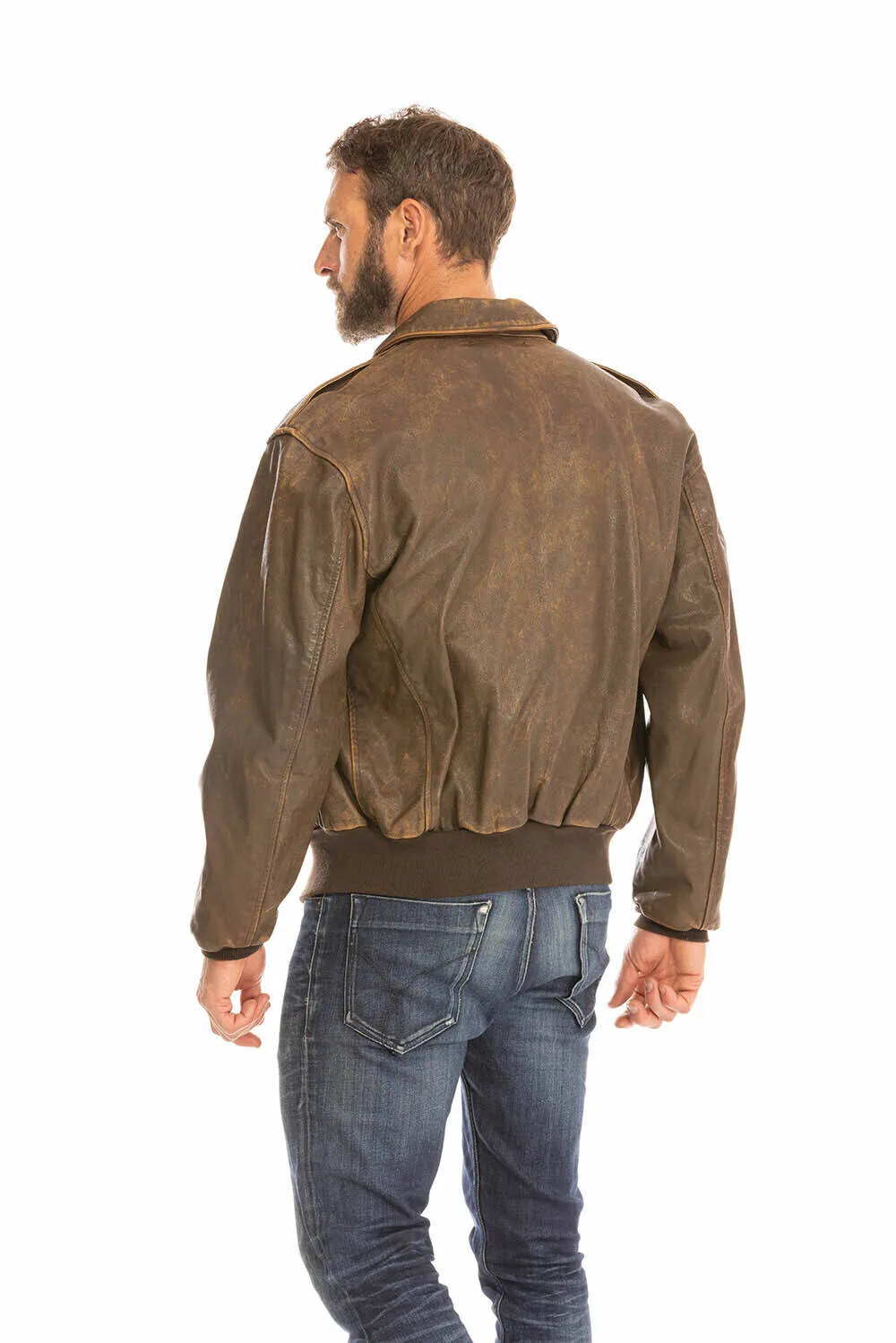 Vintage brown men's leather jacket cockpit'usa a2 - mustang