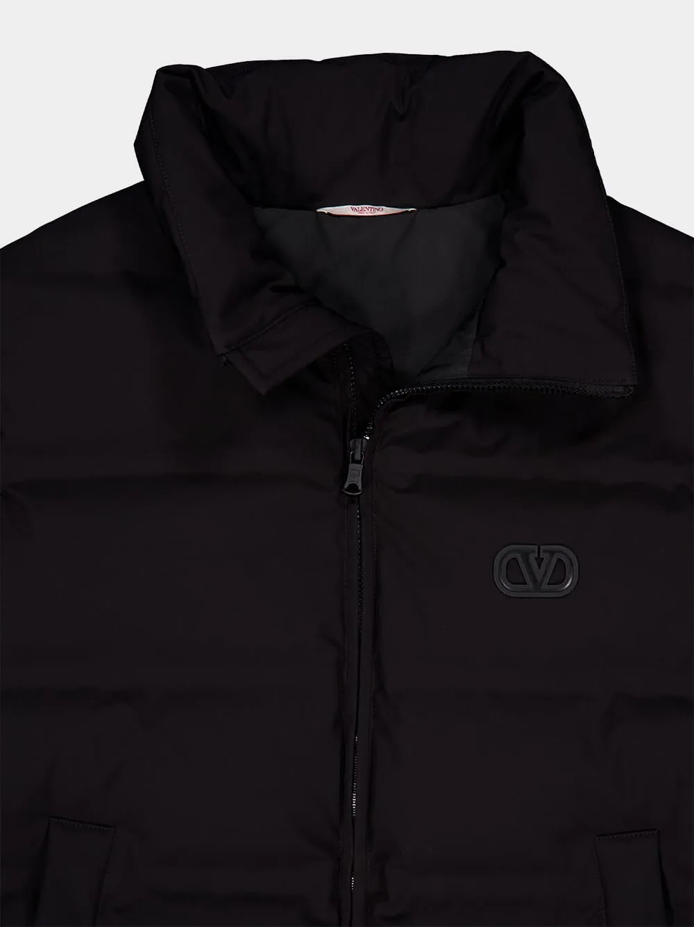 VLogo Nylon Hooded Black Waistcoat