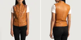 Westina Tan Dye Leather Vest