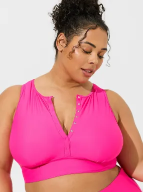 Wireless Henley High Neck Bikini Top