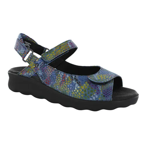 Wolky Women's Pichu Sandal Jeans Blue Multi Color Fantasy