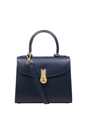 WOMAN AMATO DANIELE DARK BLUE CALF LEATHER BIG QUEEN HANDBAG