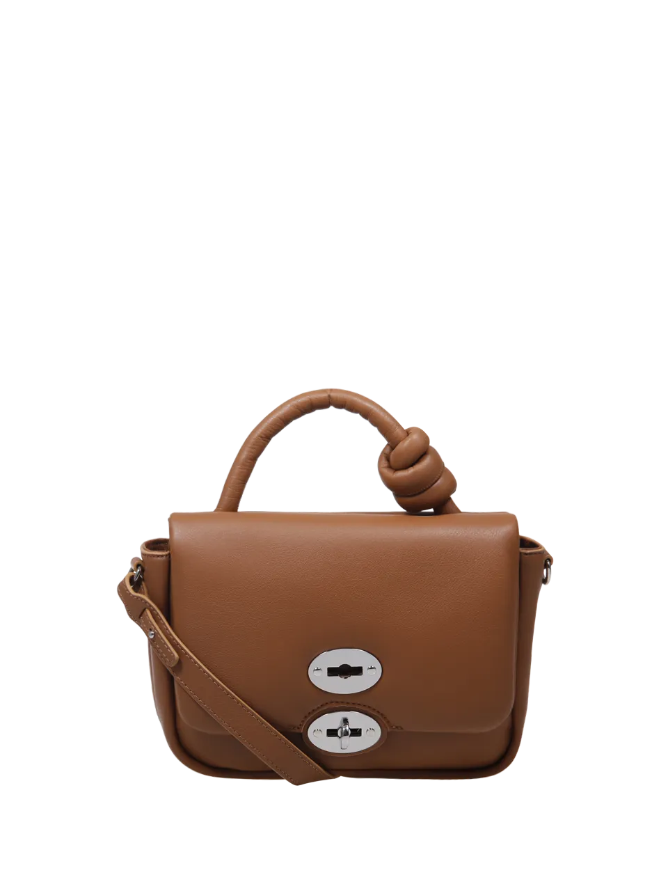 WOMAN ZANELLATO BROWN BOVINE LEATHER PIUMA KNOT ELLA SMALL BAG