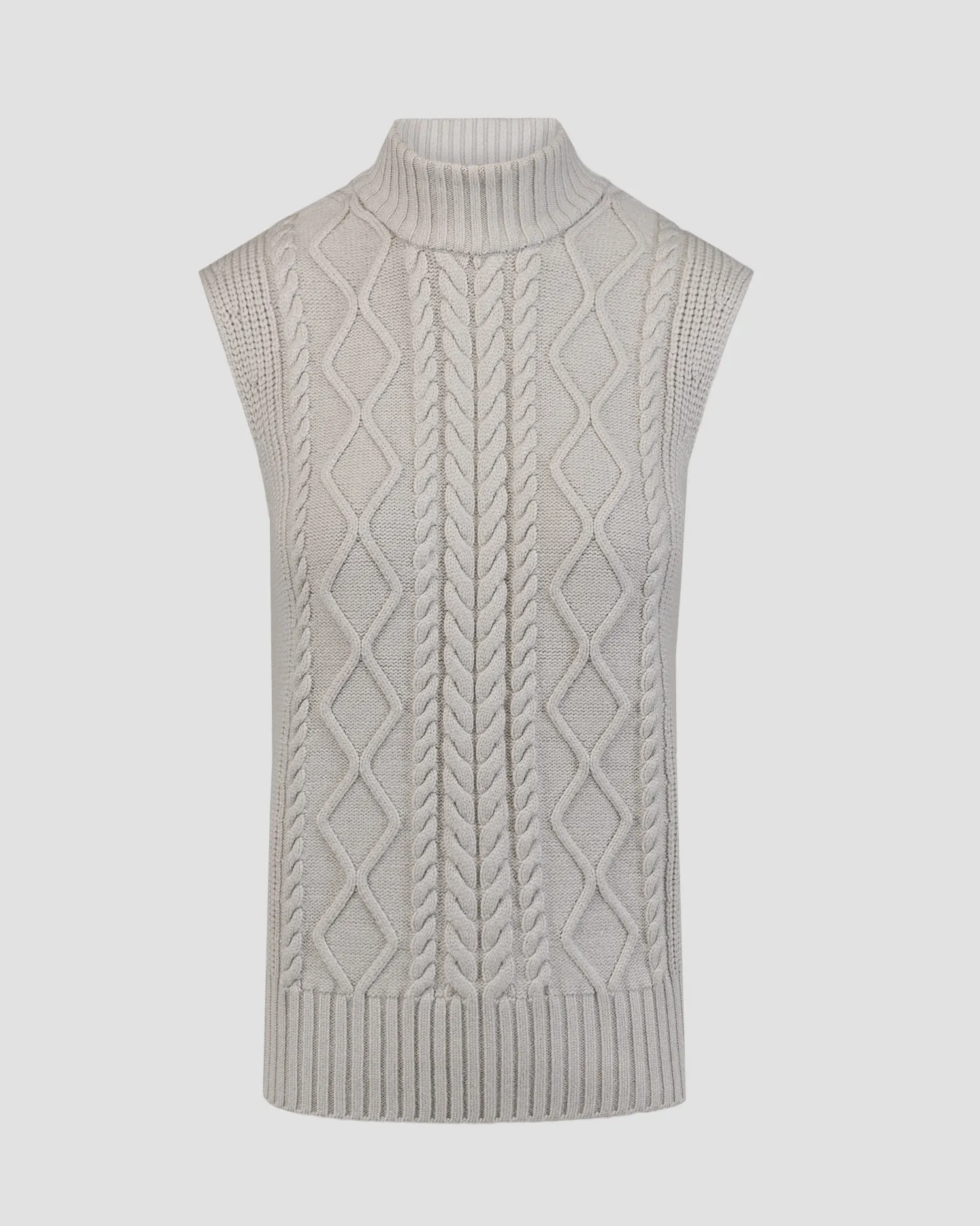 Women's grey knitted waistcoat Varley Joilette Roll Neck Vest VAR02017-harbourmist