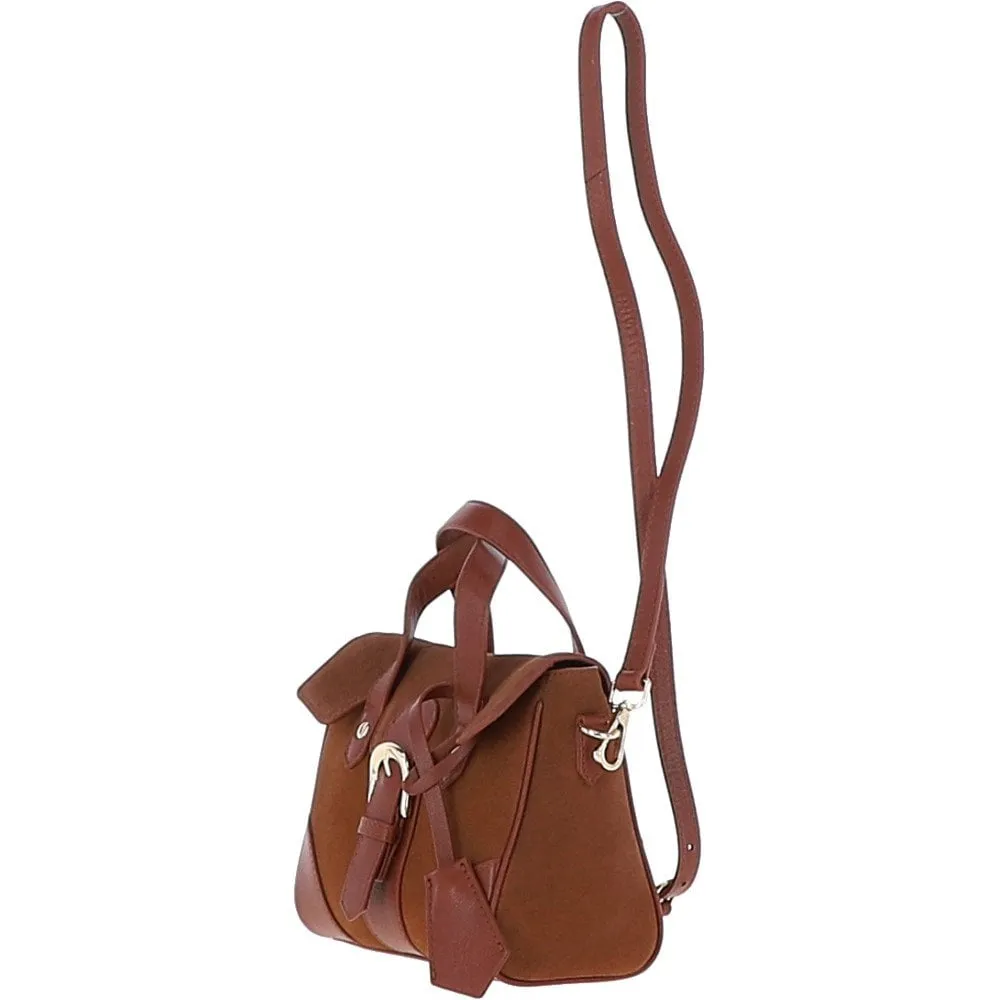 Women's Suede Mini Leather Shoulder Bag Tan: S-13