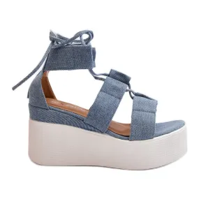 Women's Denim Sandals Tied Blue Helavi