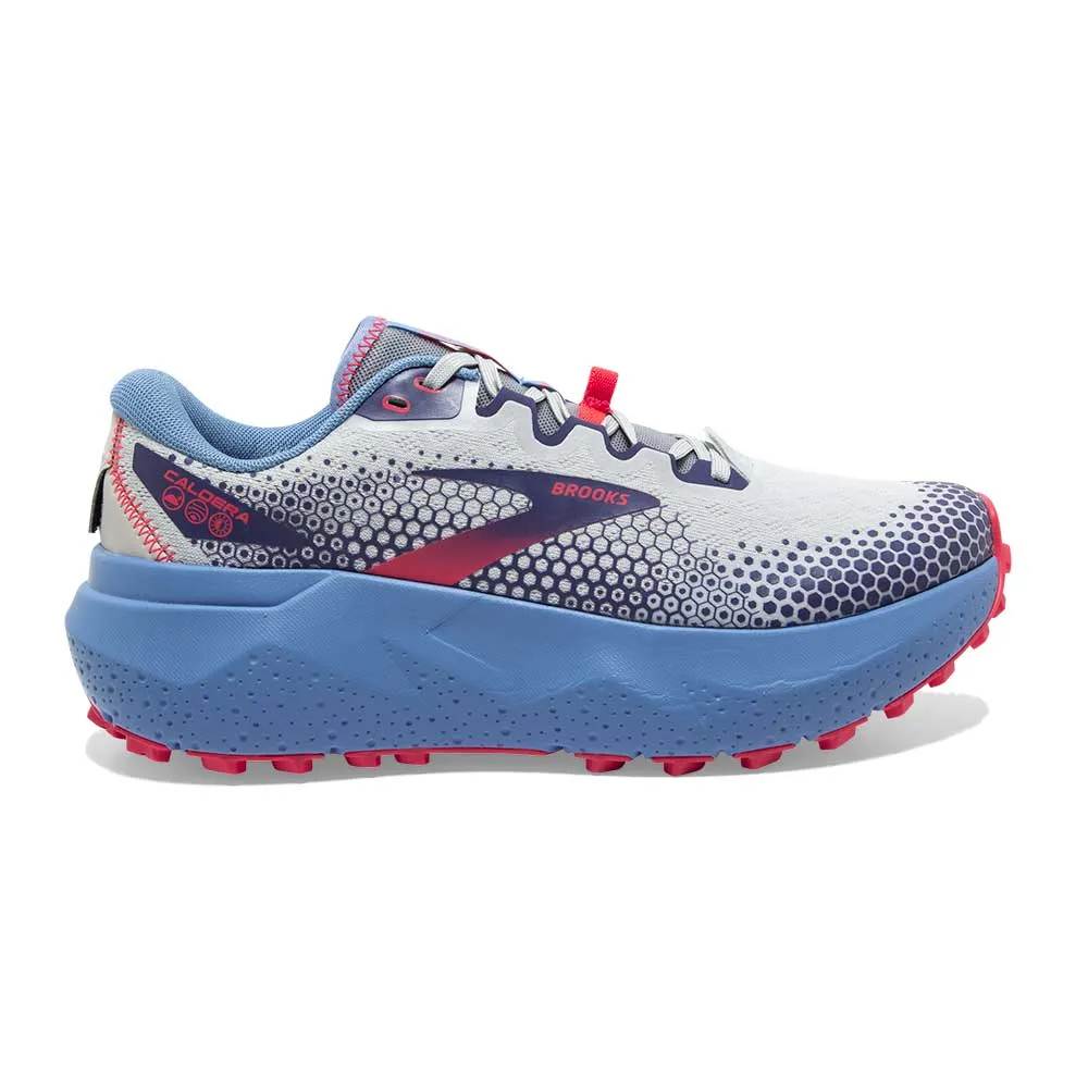 Women's Caldera 6 Trail Running Shoe - Oyster/Blissful Blue/Pink - Regular (B)