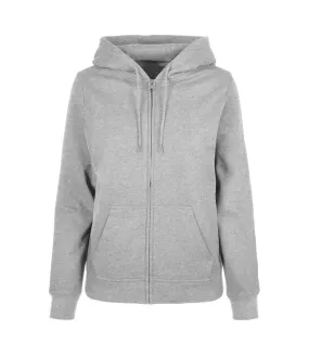 Womens/ladies basic full zip hoodie heather grey Build Your Brand