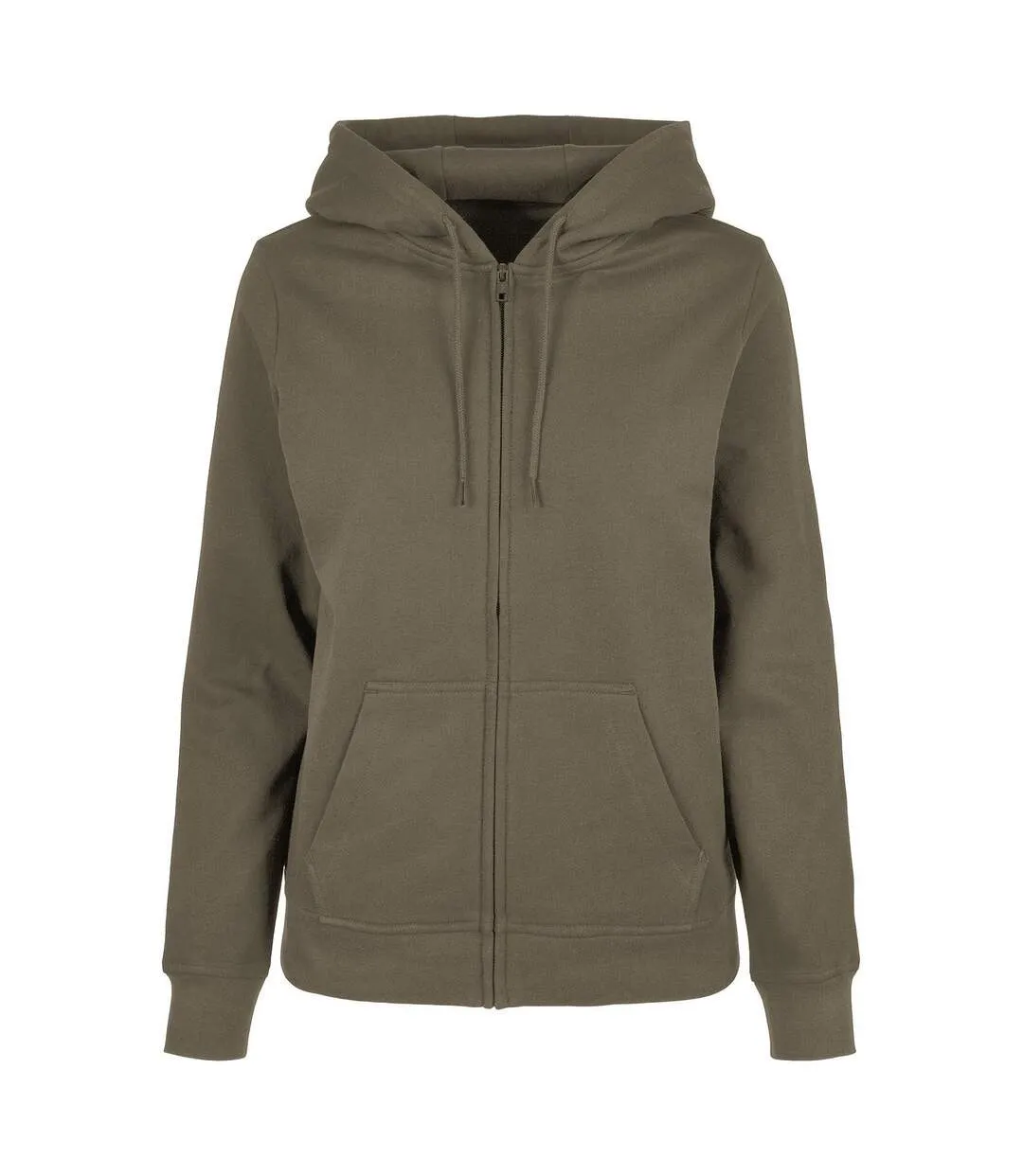 Womens/ladies basic full zip hoodie olive Build Your Brand