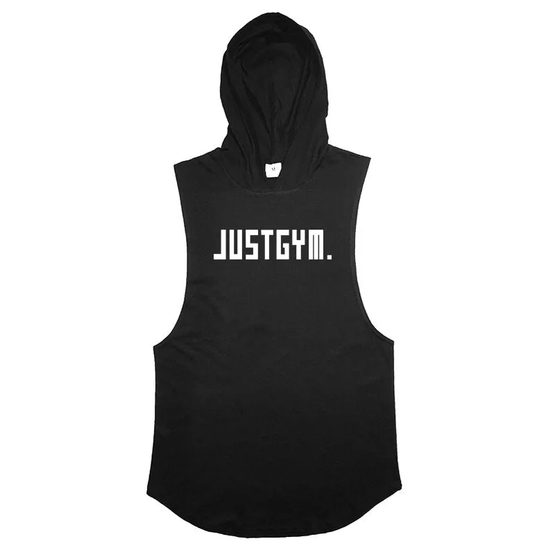 Xituodai Running Vest Hooded Gym Clothing Men Cotton Bodybuilding Stringer Hoodie Sweatshirts Fitness Tank Top Men Sleeveless Ve