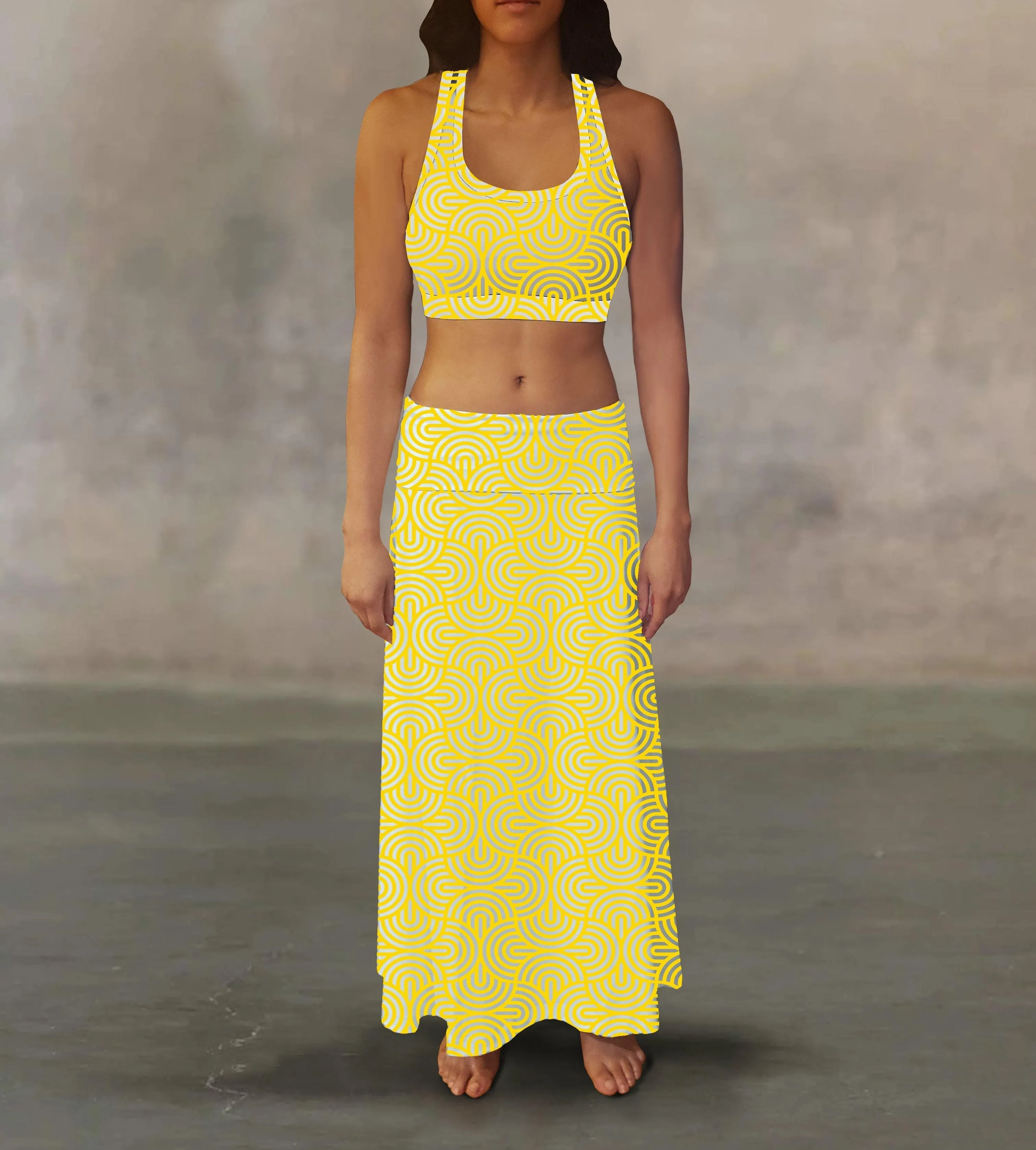 Yellow Swirls Maxi Skirt