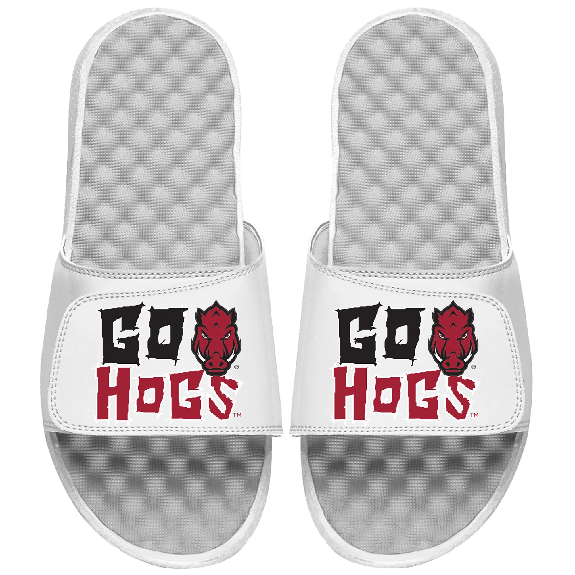 Youth ISlide White Arkansas Razorbacks Go Hogs Slide Sandals