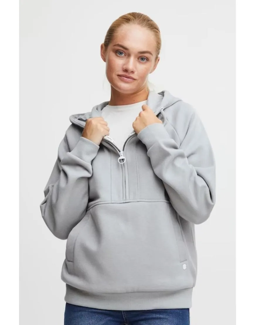 Zip Up Hoodie Fleece-Pale Grey